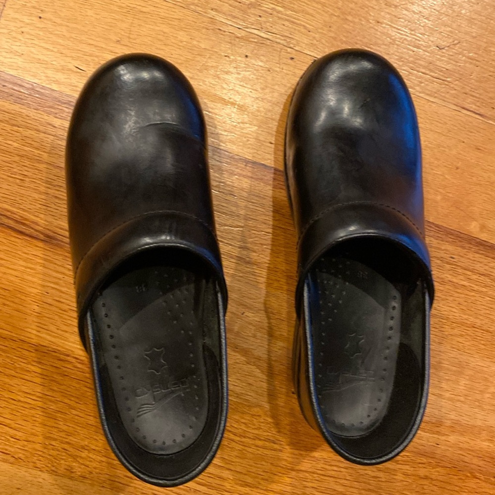 Dansko Black Leather Clogs